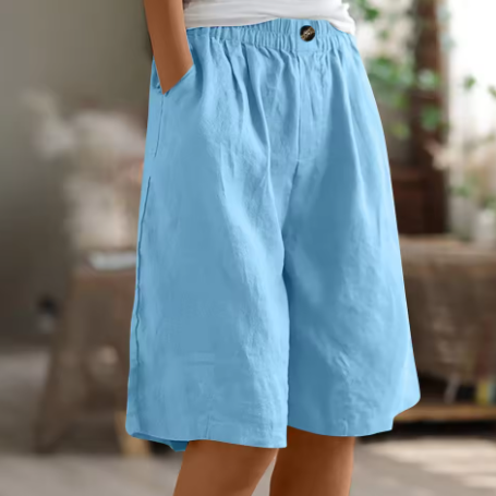 Model in Renee women's comfort shorts, showcasing their effortless style and relaxed fit for casual daywear.