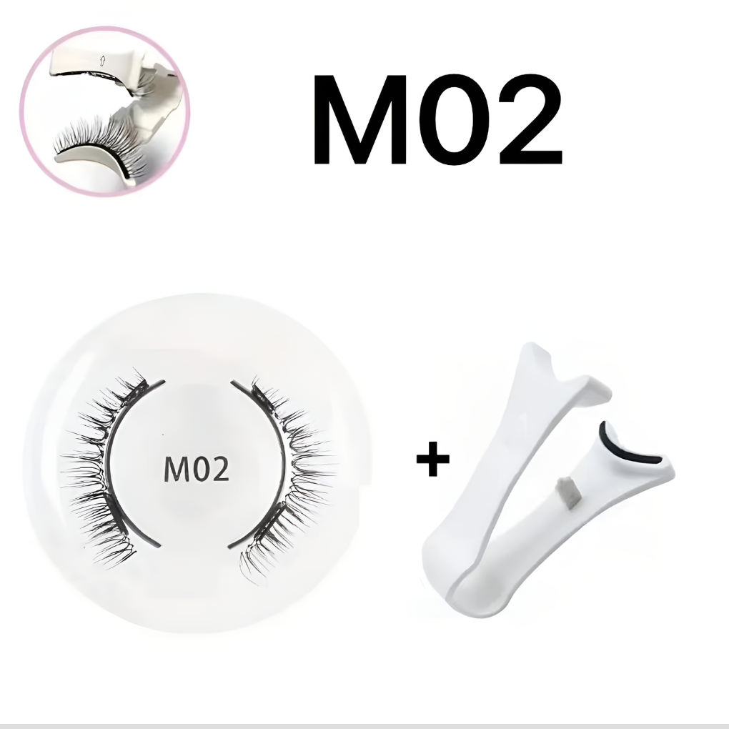 Natural-look synthetic magnetic false eyelashes for women. Reusable, no-glue application with included lash tool.