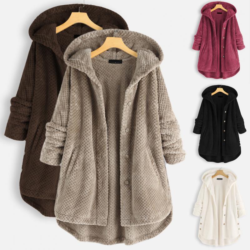 Cozy women's FleeceLux hooded jacket, perfect for winter. Comfortable & versatile reversible outerwear.