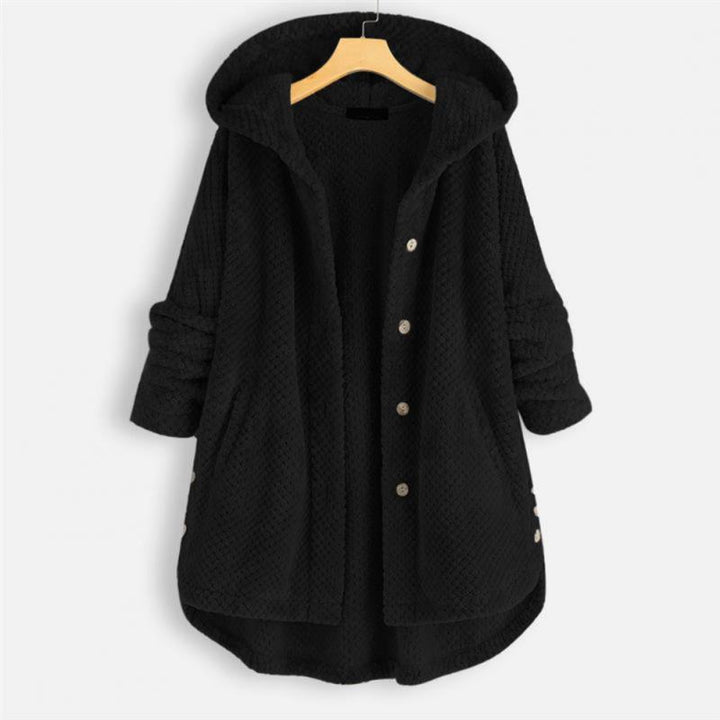 Comfortable women's hooded jacket, reversible & cozy. FleeceLux everyday outerwear for stylish fall fashion.