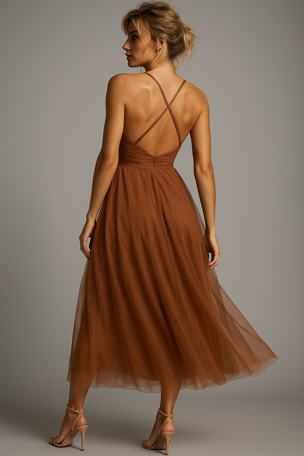 Beautiful women's romantic corset midi dress, an elegant choice for evening wear, parties, and formal events.