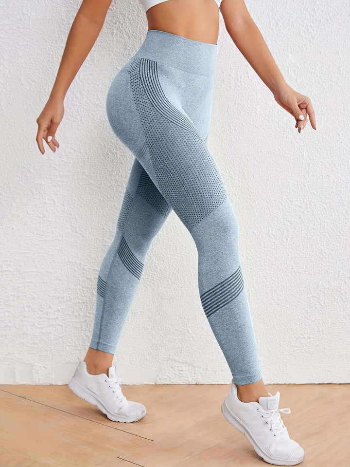 Supportive women's seamless high-waisted leggings, perfect activewear bottoms.