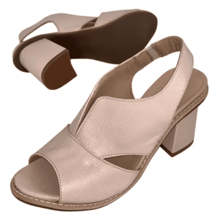 Modern Selina heeled leather sandals for women. Comfortable everyday wear, stylish summer footwear.