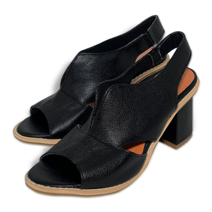 Women's Selina dress sandals in leather. Elegant heeled design with supportive comfort footbed.