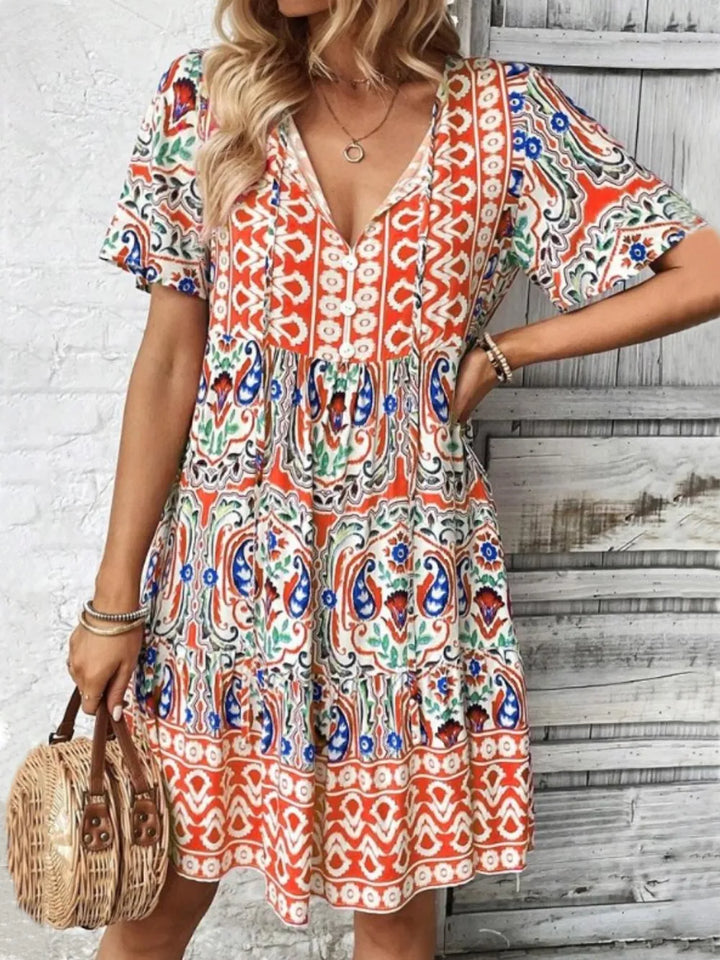 Women's casual short sleeve summer mini dress, summer-ready. Easy to wear for any day or vacation.