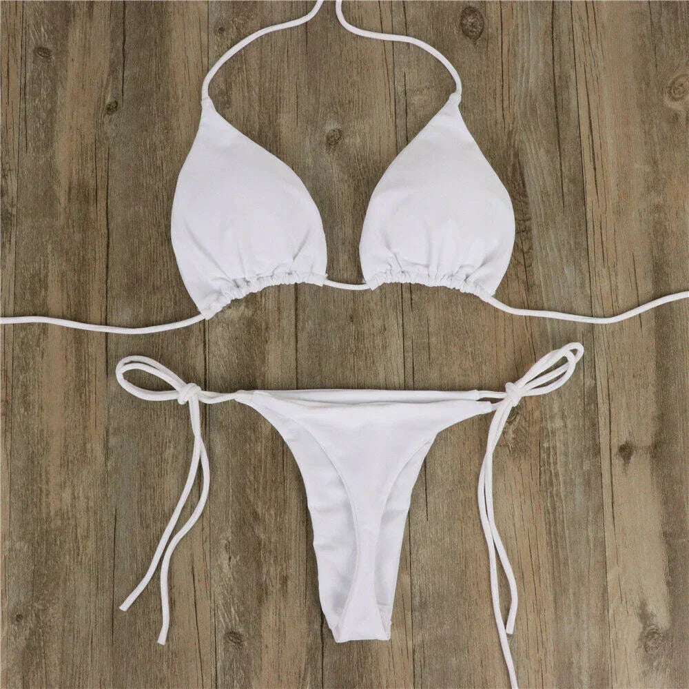Perfect vacation outfit: women's side-tie bikini set, an adjustable two-piece for ultimate comfort.