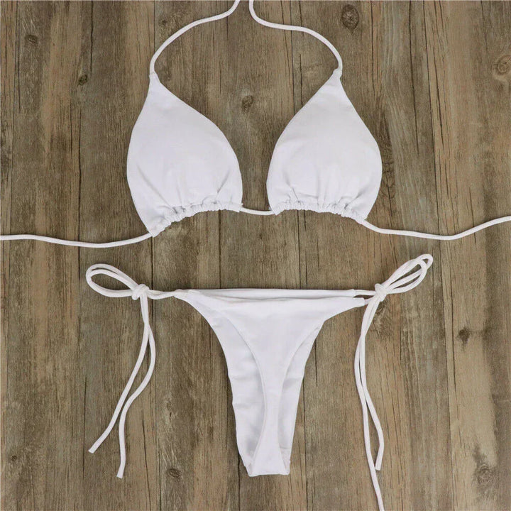 Perfect vacation outfit: women's side-tie bikini set, an adjustable two-piece for ultimate comfort.