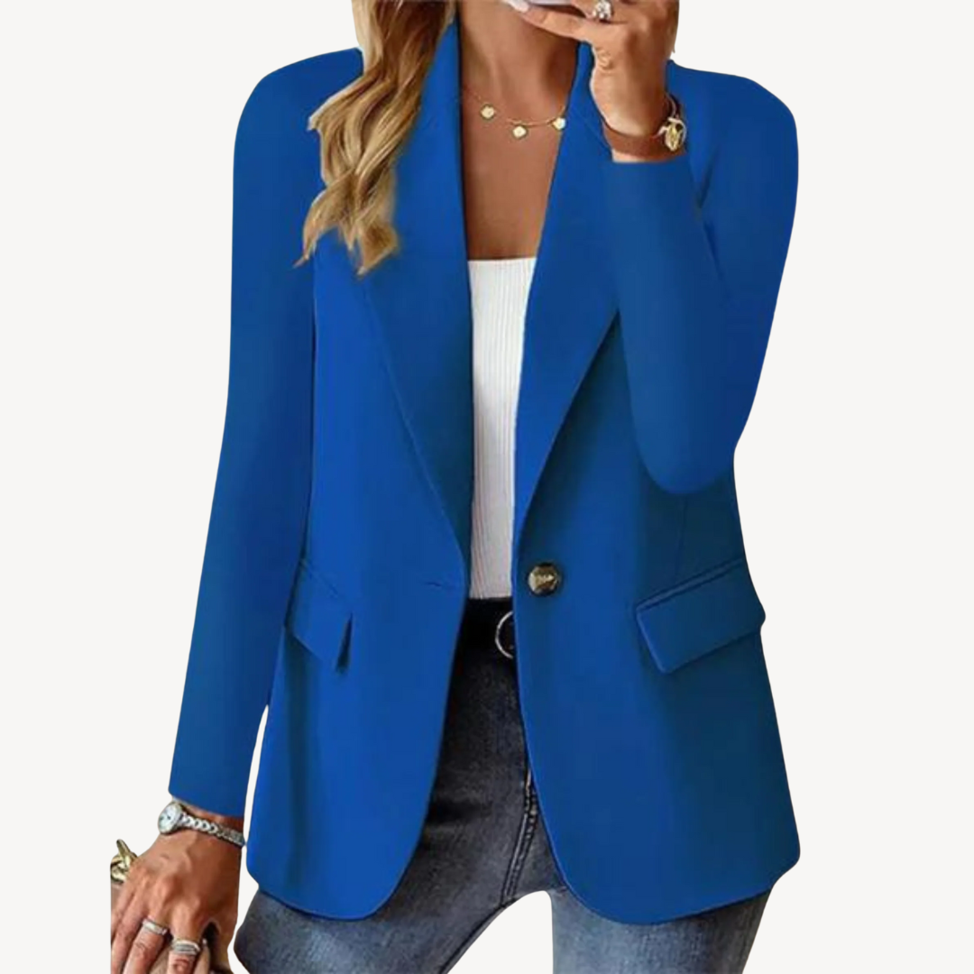 Sophisticated women's single button tailored blazer, a chic and professional addition to any wardrobe.