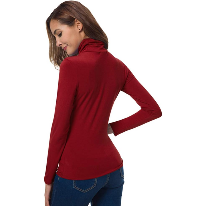Women's sleek slim fit turtleneck top, an elegant everyday basic.