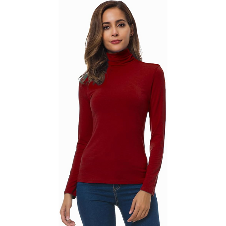 Everyday basic women's slim fit turtleneck, a versatile long sleeve top.