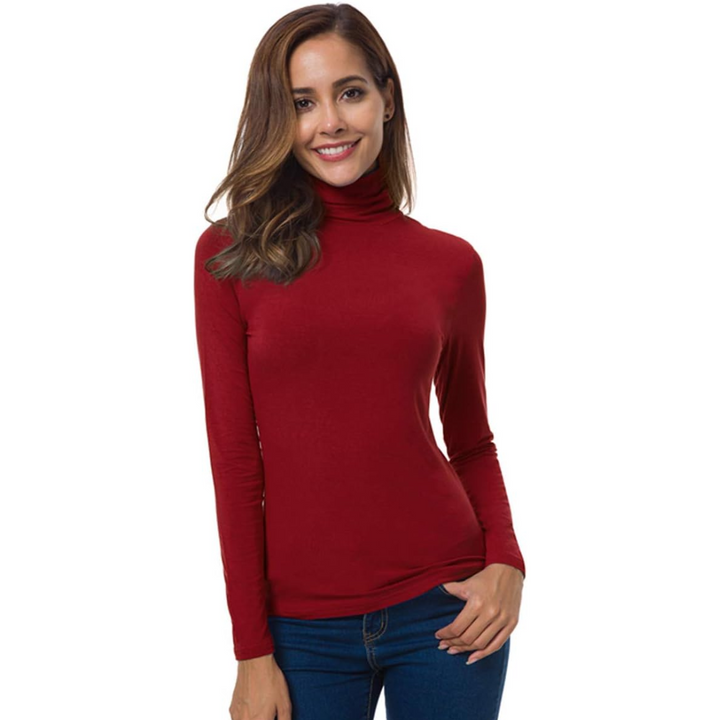 Versatile women's slim fit turtleneck, ideal for layering in all seasons.