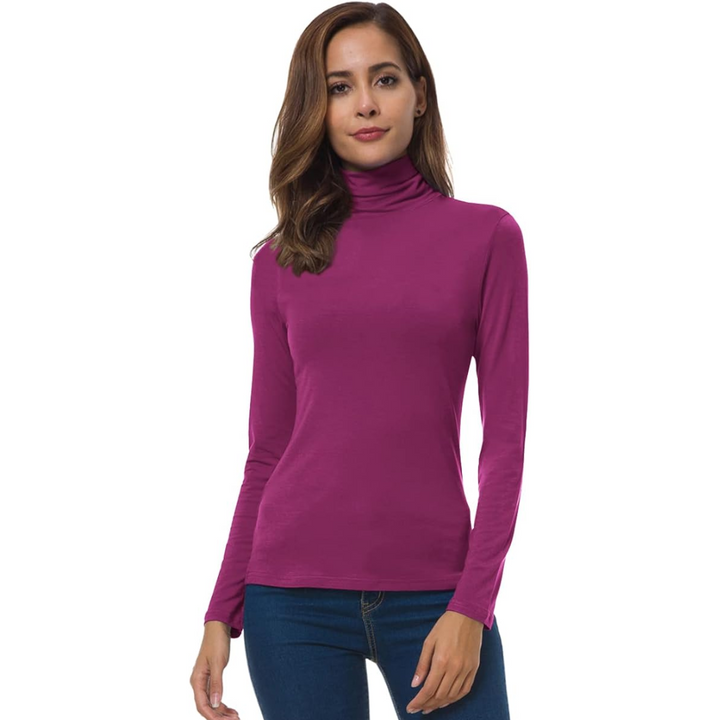 Essential women's slim fit turtleneck, great for fall & winter layering.