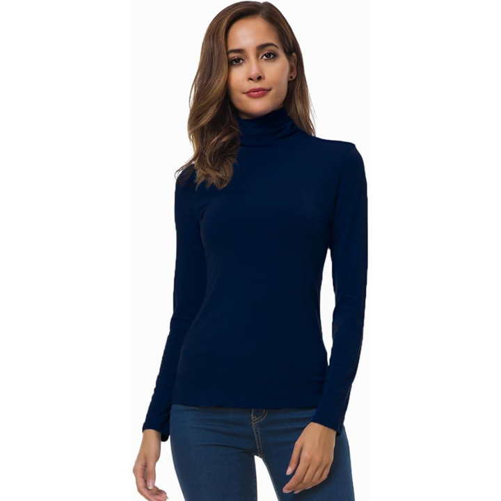 Women's long sleeve slim fit turtleneck, a chic and comfortable essential.