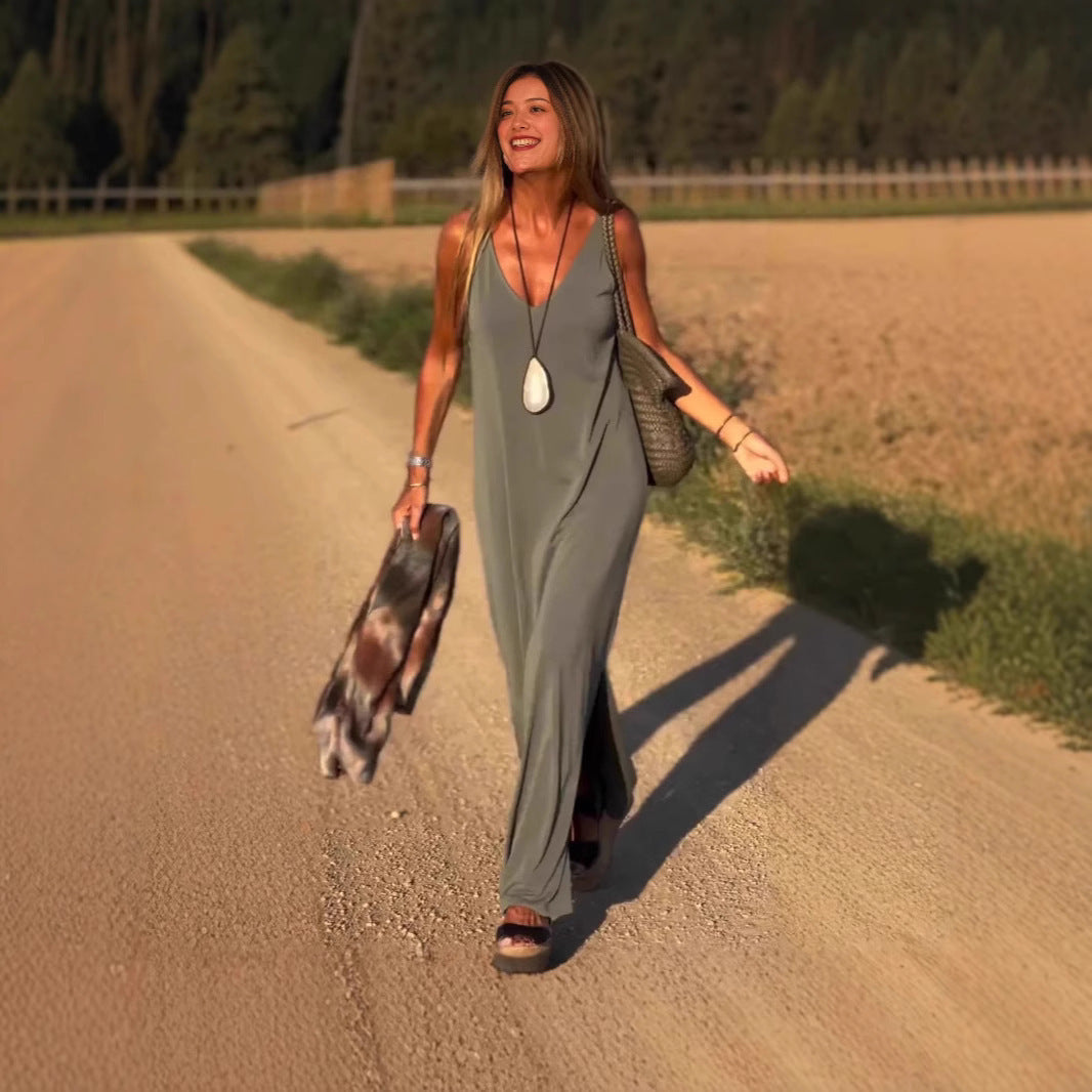 Women's sleeveless maxi dress, perfect for effortless summer style & comfort.