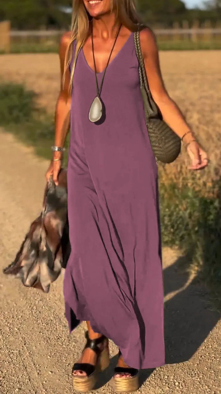 Multi-color summer maxi dress for women, a comfortable and stylish sleeveless long dress.