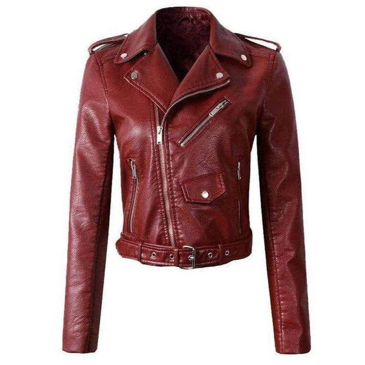 Women's slim fit belted insulated winter jacket, stylish and warm for cold weather outerwear.