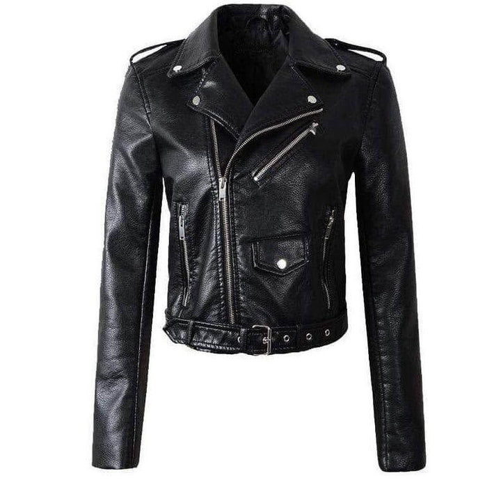 Warm women's insulated winter jacket, slim fit with belt, ideal for cold weather protection.