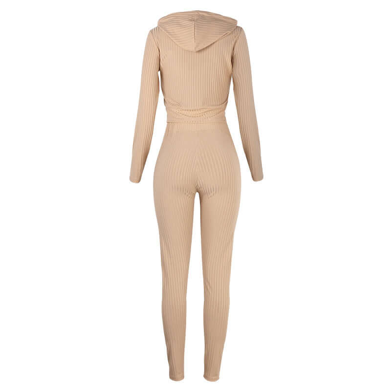 Complete women's slim fit hoodie tracksuit set, ideal sportswear for comfort & casual elegance.