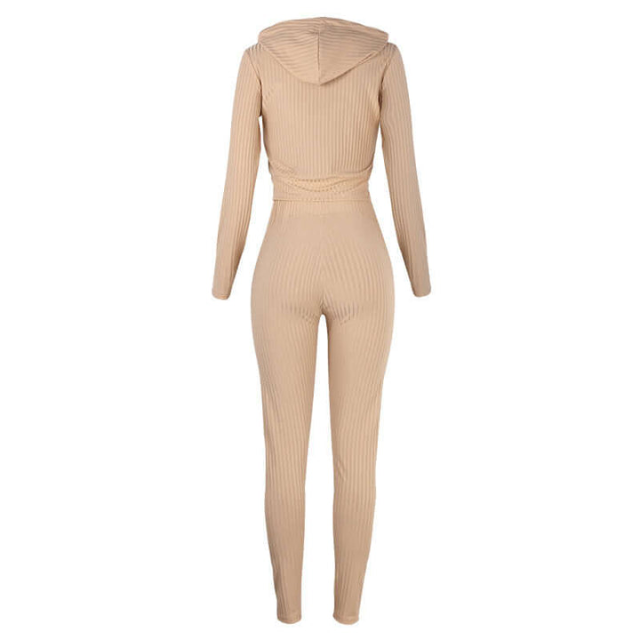 Complete women's slim fit hoodie tracksuit set, ideal sportswear for comfort & casual elegance.