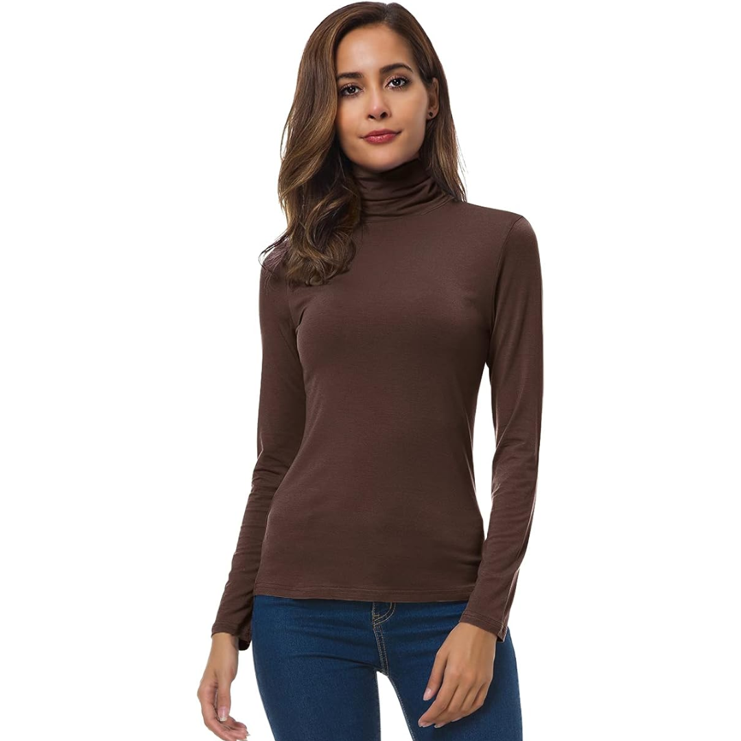 Comfortable women's slim fit turtleneck sweater, great for elegant layering in both fall and winter.