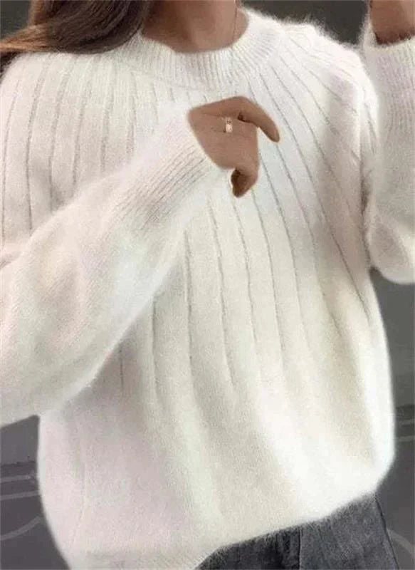 Comfortable women's knit sweater, Sofie cashmere pullover ideal for chic autumn & winter style and warmth.