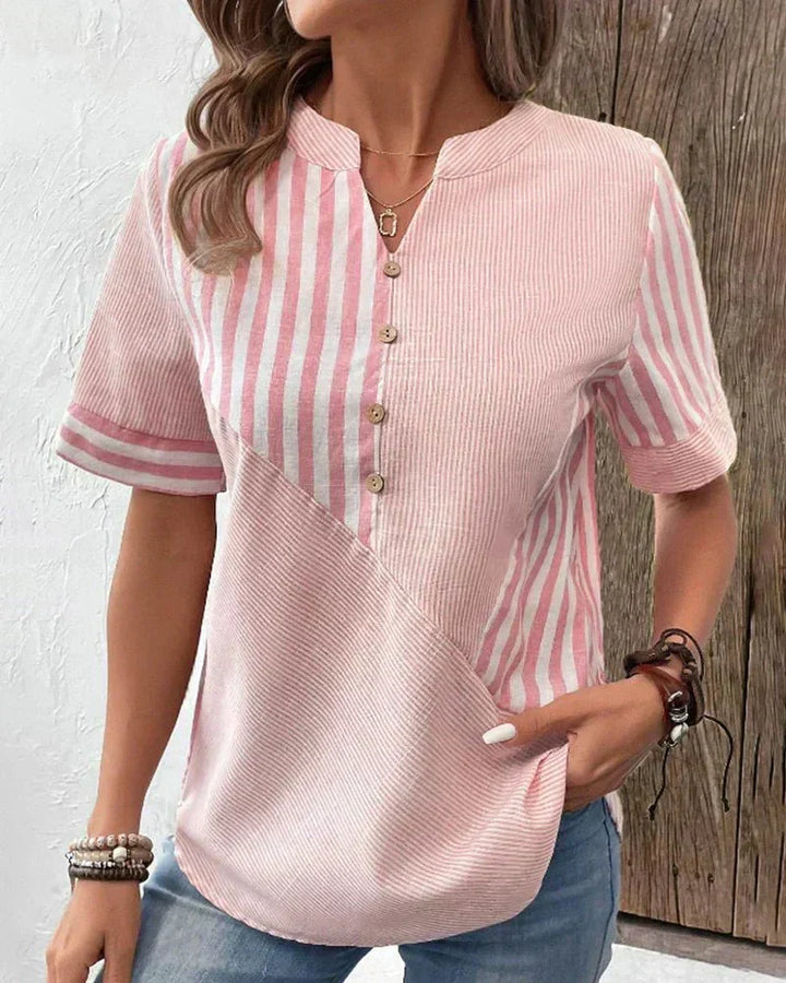 Women's soft striped blouse with long sleeves and a relaxed fit, perfect for elegant comfort.