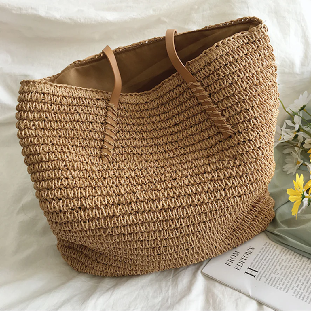 Women's spacious TerraWoven handbag with sturdy shoulder strap, elegant daily brown tote.