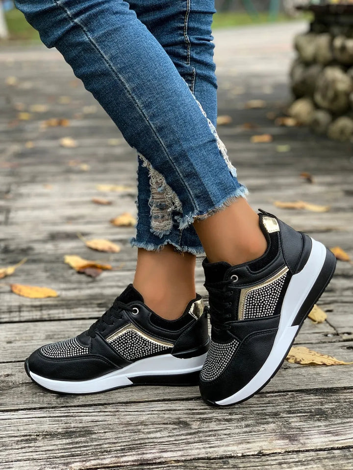 Women's sparkling platform sneakers, comfortable & chic for casual everyday wear.