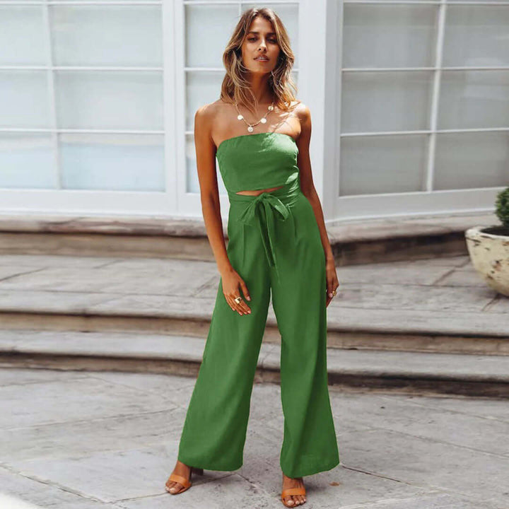 Women's casual strapless one-piece, elastic waist, great for warm weather fashion.