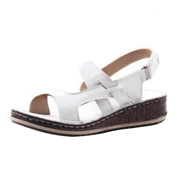 Women's casual strappy cork-look wedge sandals, an essential for warm weather fashion