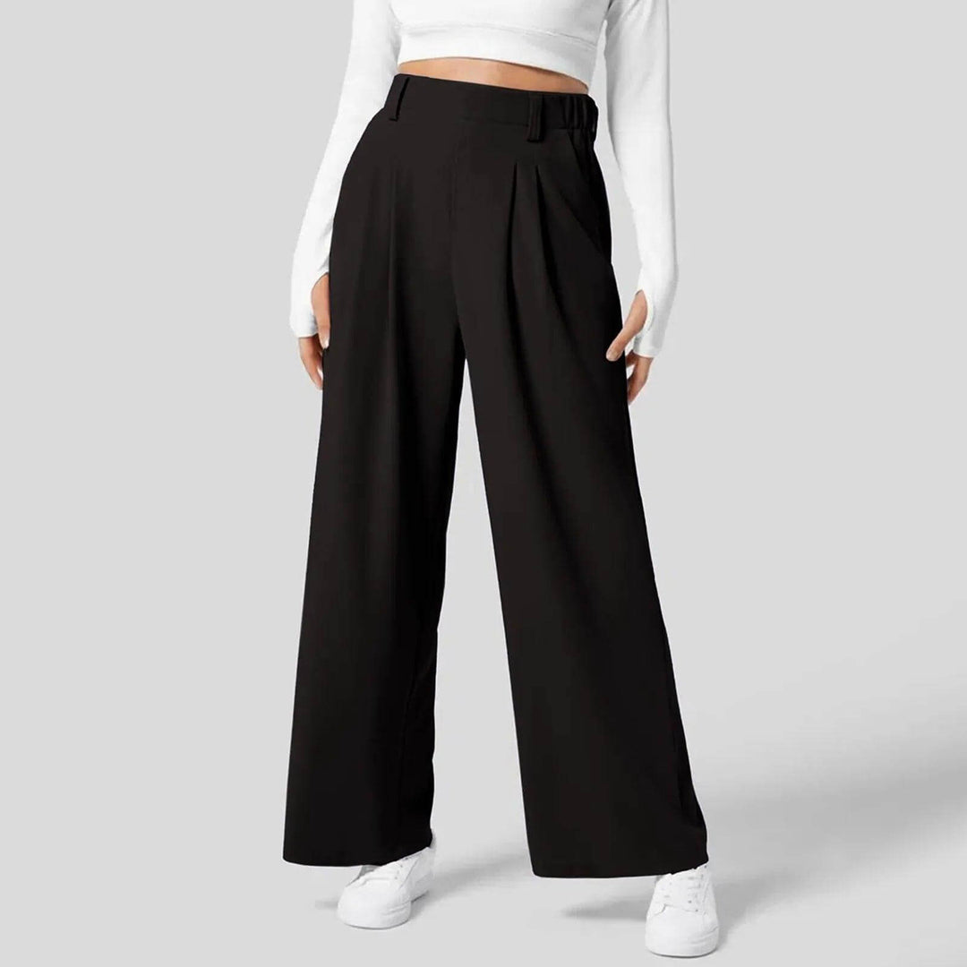 Women's stretch long pants with elastic waist for ultimate comfort & flattering fit. Perfect for casual wear.