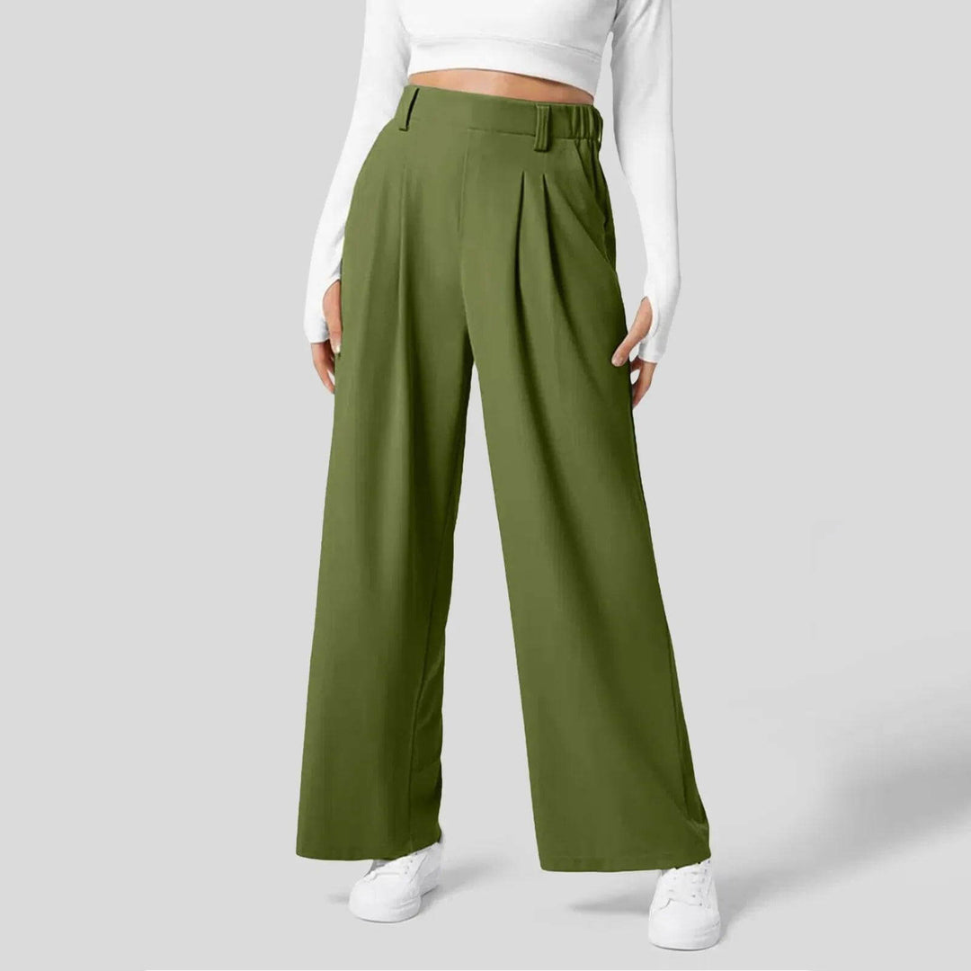 Comfortable women's long stretch pants. Elastic waist design ensures a flattering fit for everyday fashion.