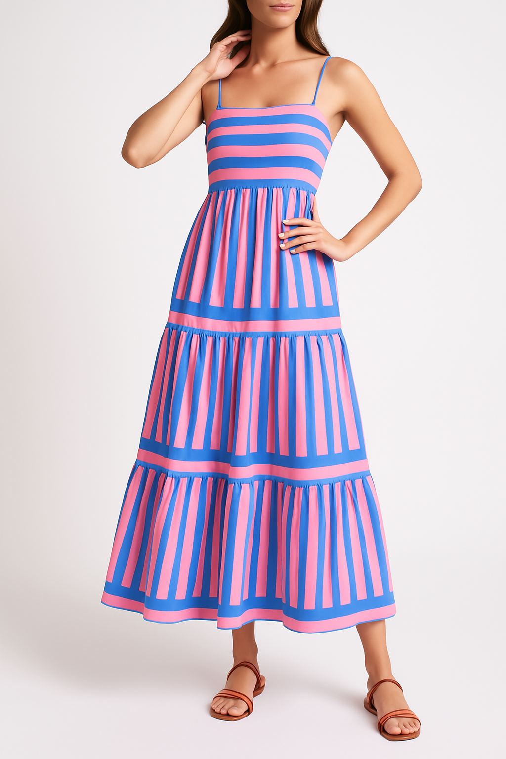 Women's striped maxi summer dress, perfect for casual wear or vacation.
