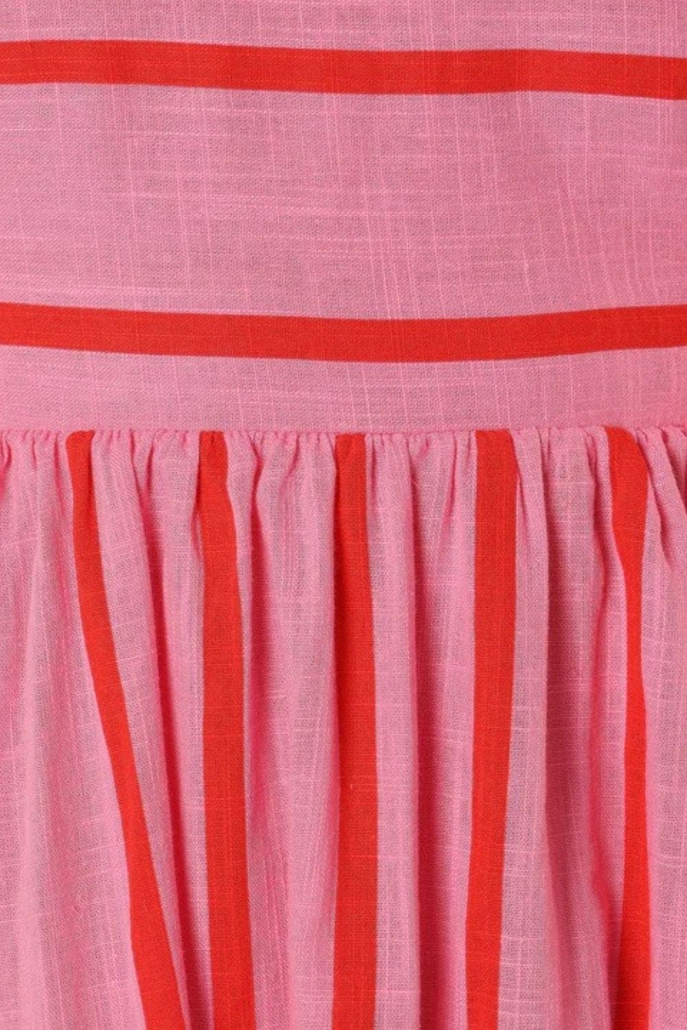 Lightweight flowy striped strappy maxi dress, perfect for women's warm summer days & comfort.