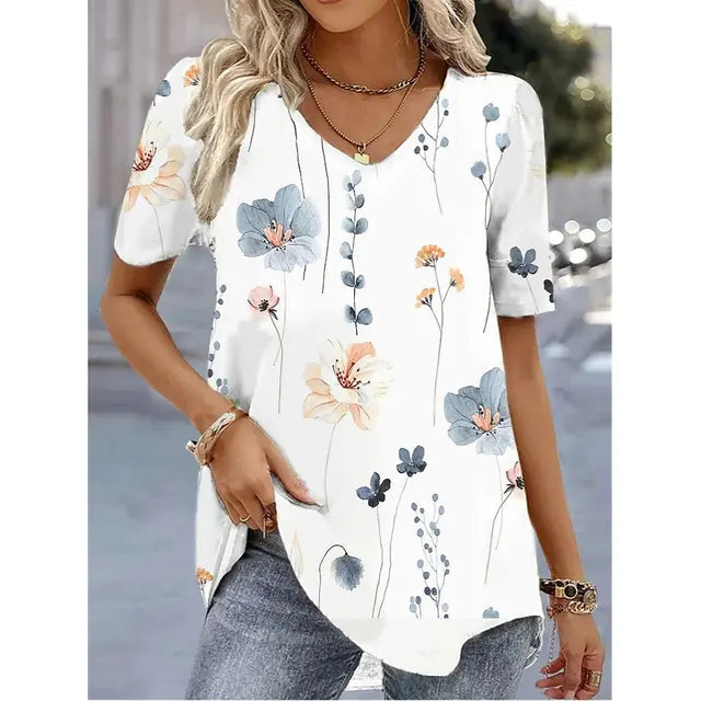 Stylish women's striped v-neck tee, perfect for versatile casual wear. Effortless classic fashion for spring & summer.