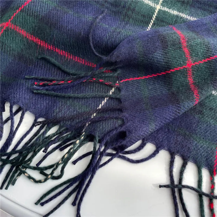 Cozy women's winter scarf, knitted with a checkered pattern and stylish tassels. Perfect accessory.