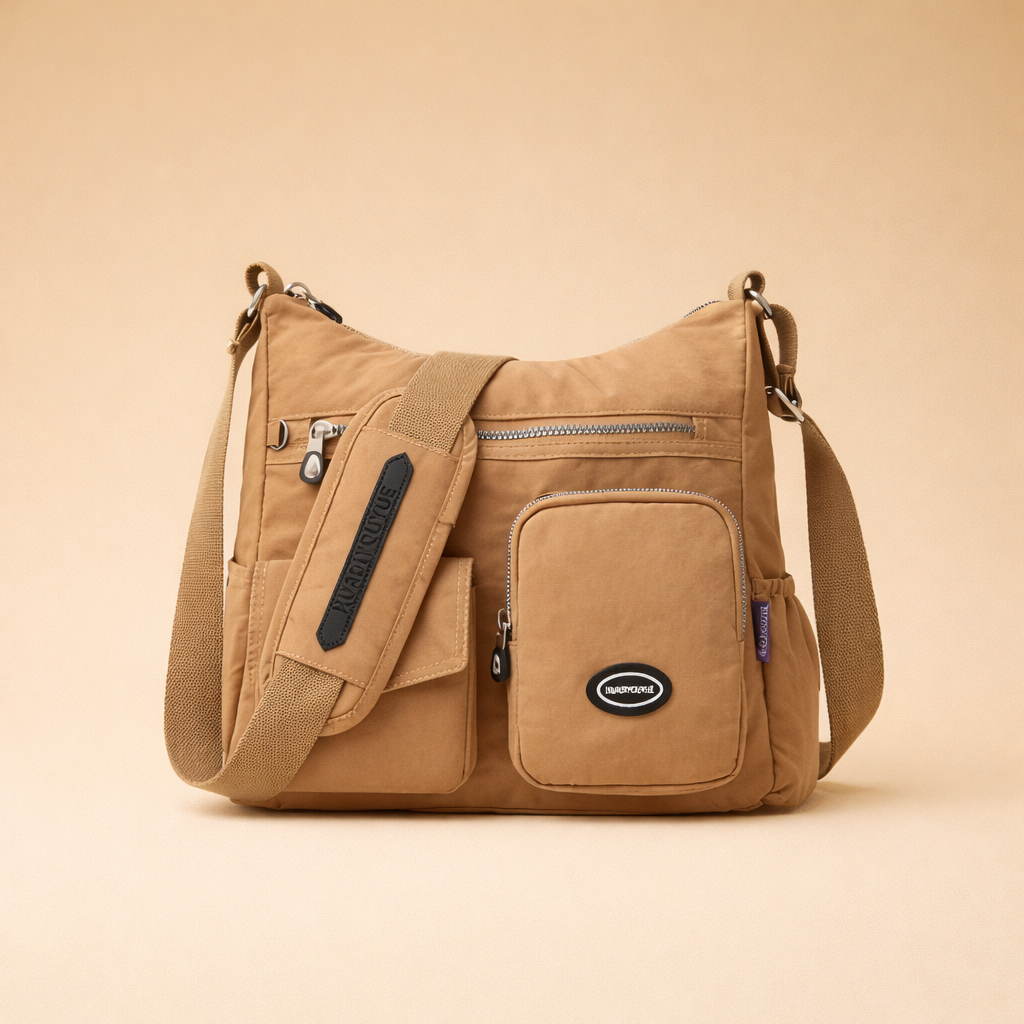 Chic women's anti-theft shoulder bag; a lightweight nylon travel accessory & stylish handbag.