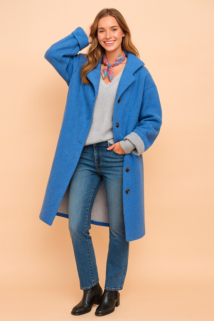 Cozy women's hooded coat with a chic collar, ideal versatile outerwear for winter & fall fashion.