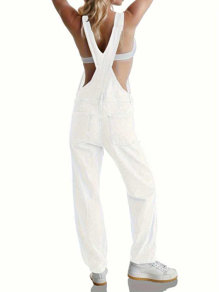 Chic women's denim jumpsuit, a stylish fashion statement for daily wear and versatile clothing.