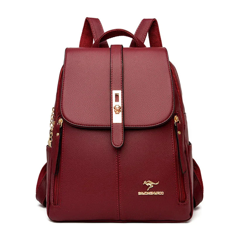 Premium genuine leather women's backpack, a durable and elegant daily carry bag for stylish women.
