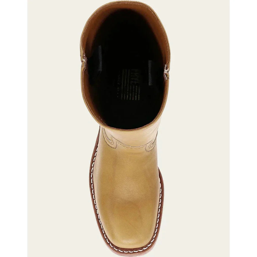High-quality women's knee-high boots with a distinctive western cowboy boot style.
