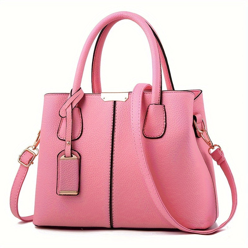 Versatile women's purse in genuine leather, functioning as a stylish tote or practical crossbody bag.