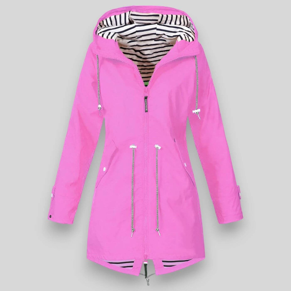 Lightweight women's waterproof jacket, perfect for spring/fall outdoor casual wear. Protects from rain.