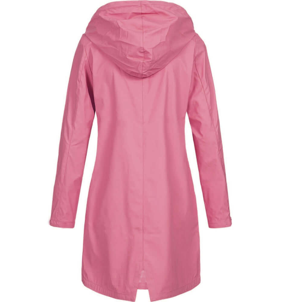 Women's stylish waterproof hooded jacket. Stay dry & fashionable in this essential lightweight rain coat.