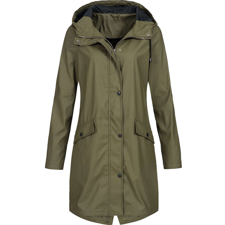 Lightweight breathable women's hooded rain jacket. Ideal for spring, fall, and everyday comfort.