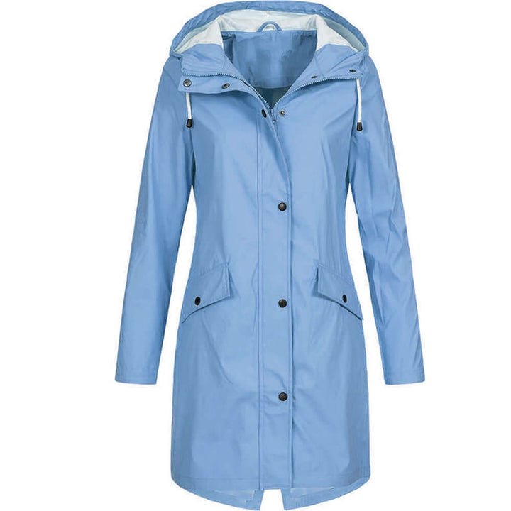 Stylish women's waterproof windbreaker. A lightweight hooded jacket for active women in changing weather.