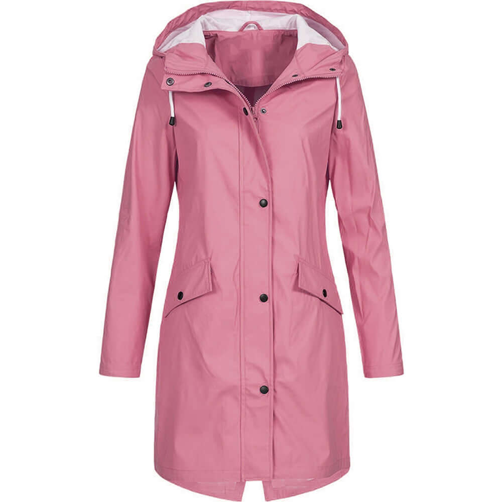 Versatile women's waterproof hooded jacket. Great for spring, fall, and various outdoor adventures.