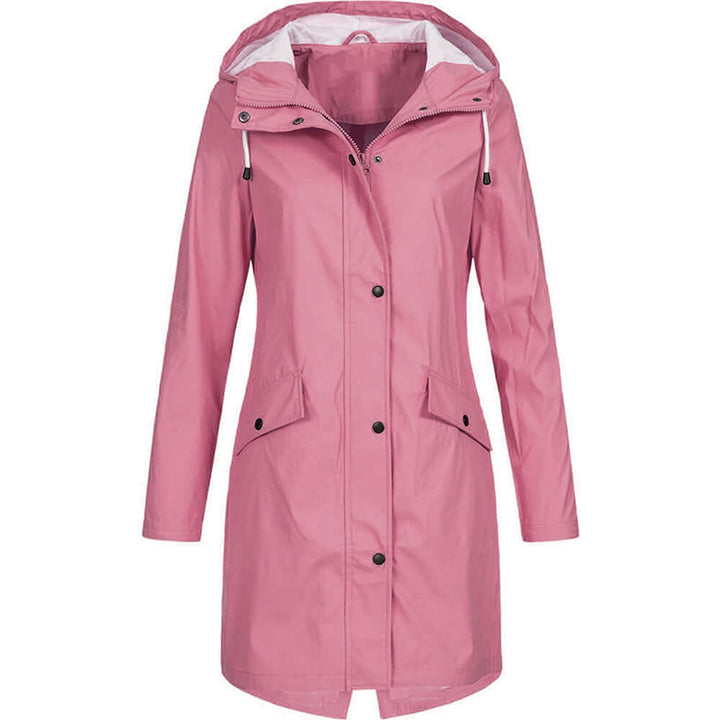 Versatile women's waterproof hooded jacket. Great for spring, fall, and various outdoor adventures.