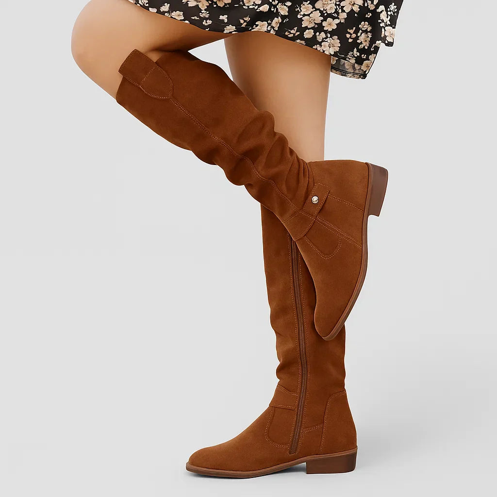 Light brown women's walking ankle boots, cushioned & supportive for all-day comfort.