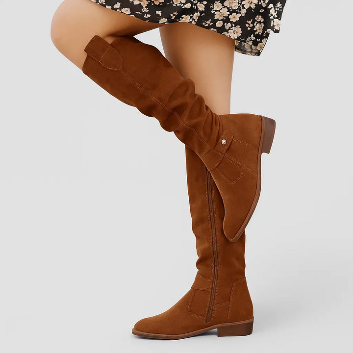 Light brown women's walking ankle boots, cushioned & supportive for all-day comfort.